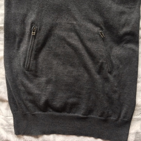 Silk & Cashmere Charcoal Sweater Dress w/ Pockets - Picture 4 of 7